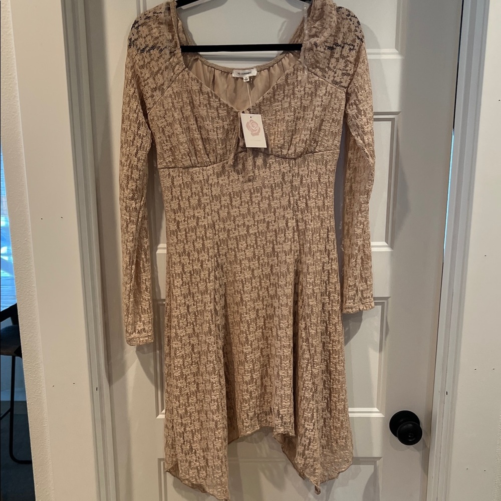 Chic Beige Long Sleeve Dress
